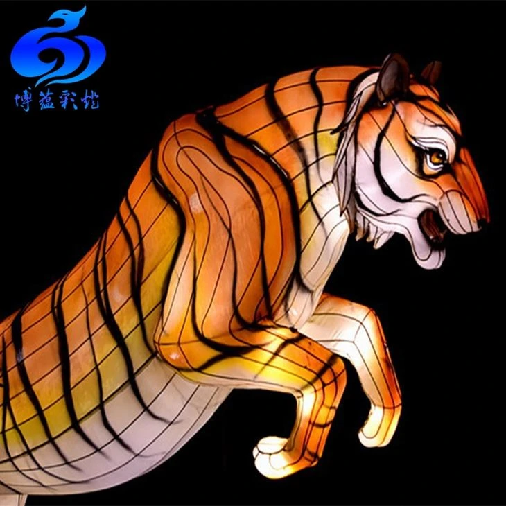 A Vivid Life Size Animal Tiger Lantern For Zoo Lantern Festival