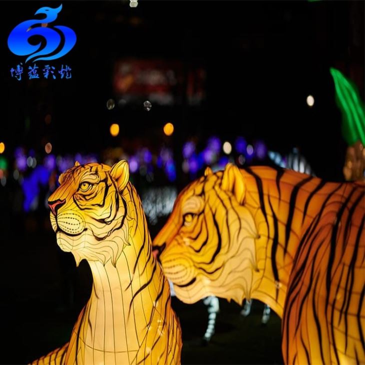 A Vivid Life Size Animal Tiger Lantern For Zoo Lantern Festival