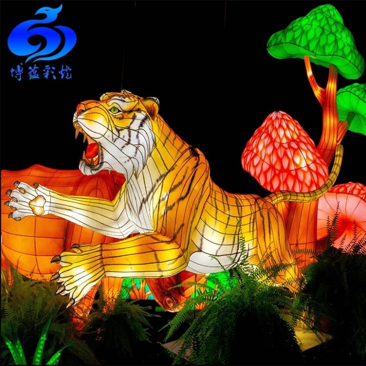 A Vivid Life Size Animal Tiger Lantern For Zoo Lantern Festival