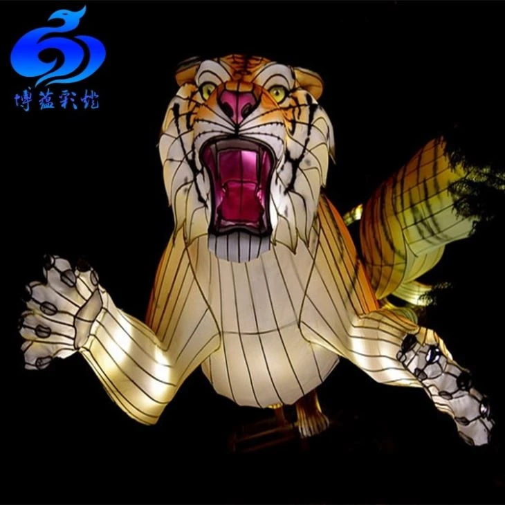 A Vivid Life Size Animal Tiger Lantern For Zoo Lantern Festival